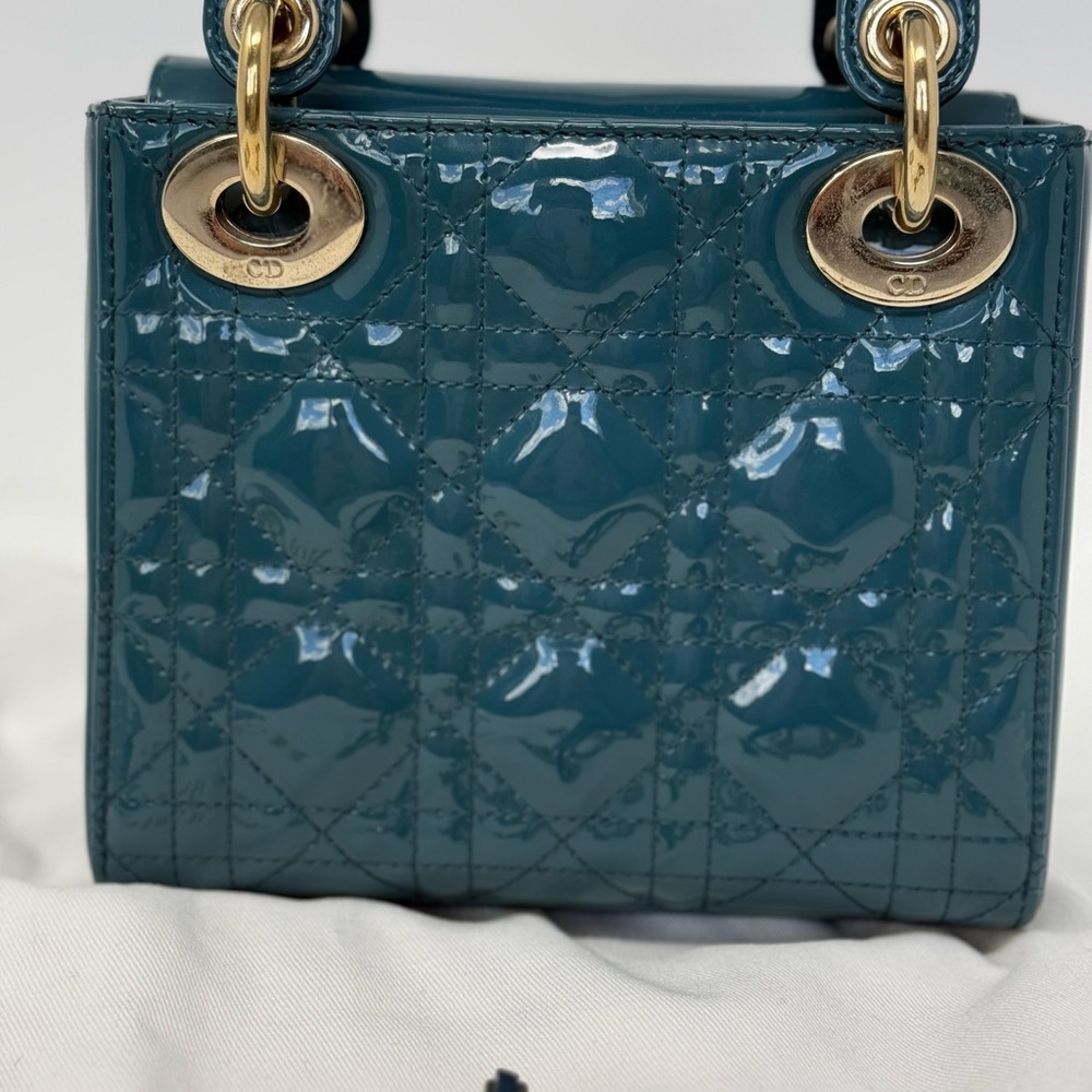 Dior Mini Bag in Teal with Gold Accents - Picture 3 of 16